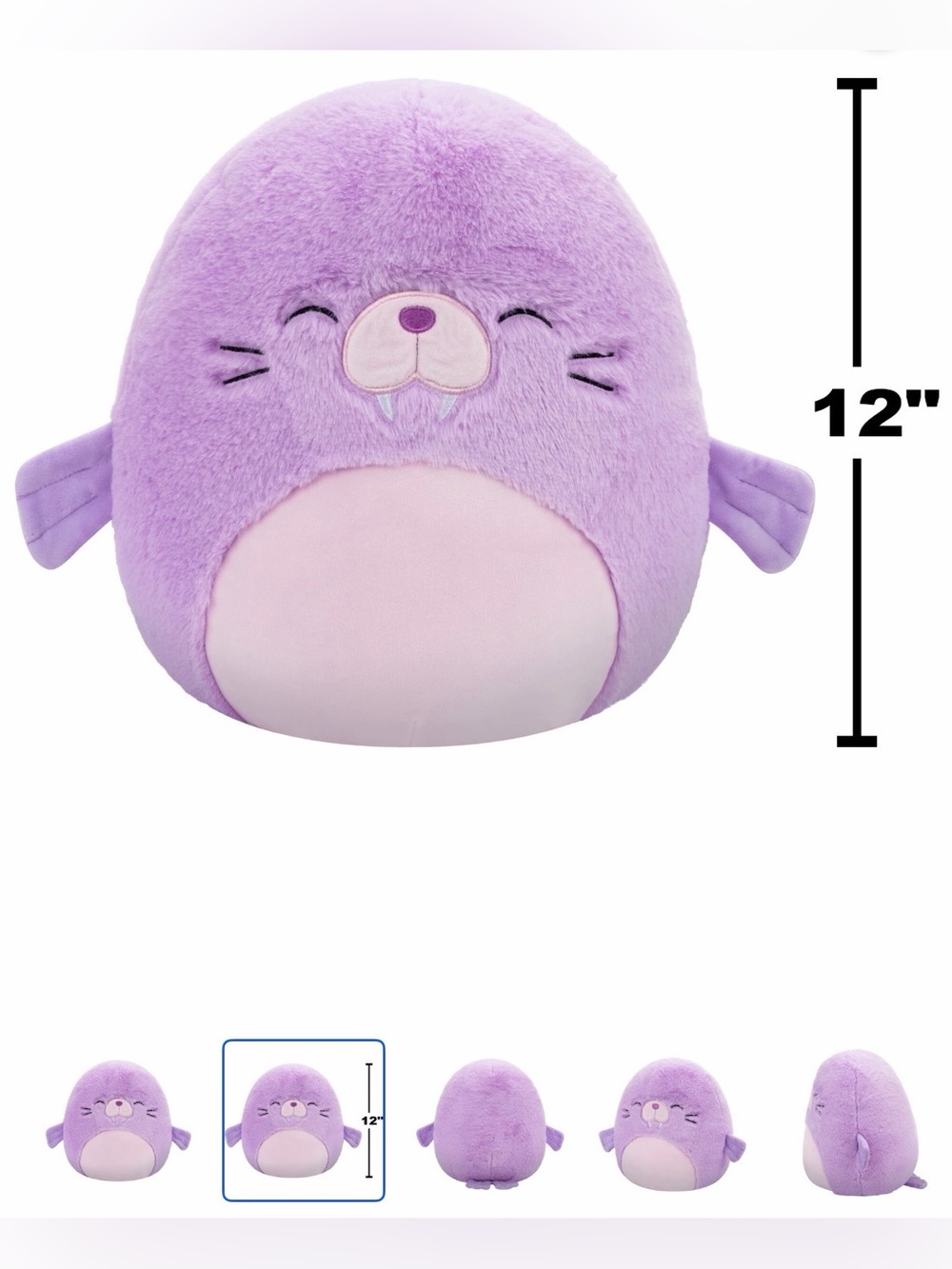 Jazwares Squishmallows 12” Winnie Purple Walrus Plush Fuzz-a-Mallows